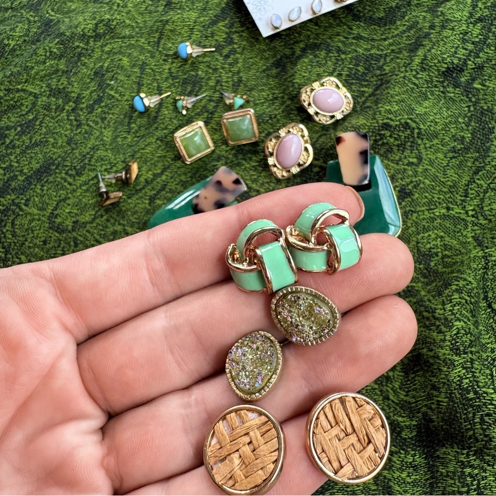 Earring bundle studs and statements bold quirky fun whimsy jewelry lot set